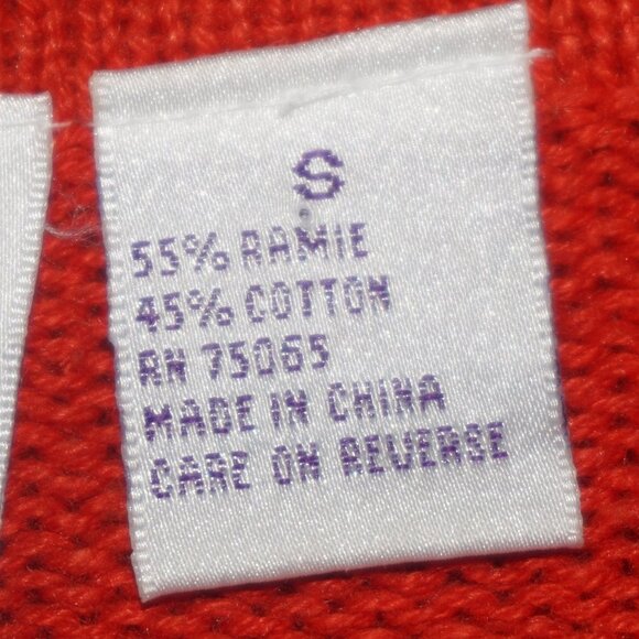 Vintage 90s Orange Pearl Beaded Cotton Knit Sweater Small - Picture 6 of 8